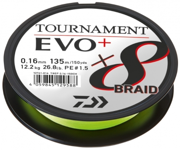 10m Daiwa Tournament X8 Braid EVO+ Chartreuse 0,10mm