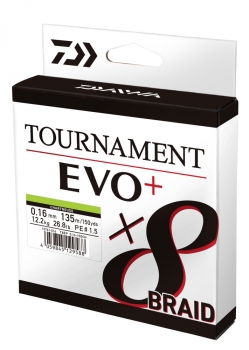 Daiwa Tournament X8 Braid EVO+ Chartreuse 270m 0,14mm