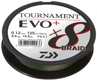 Daiwa Tournament X8 Braid EVO+ Dunkelgrün 270m 0,14mm