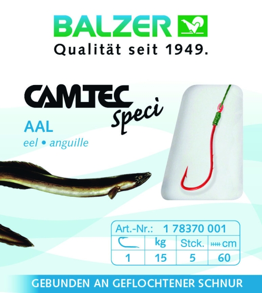 Balzer Camtec Speci Aalhaken mit geflochtener Schnur