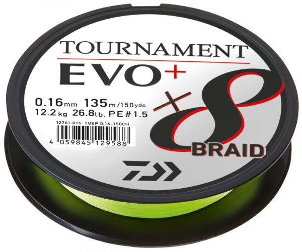 Daiwa Tournament X8 Braid EVO+ Chartreuse 270m 0,10mm